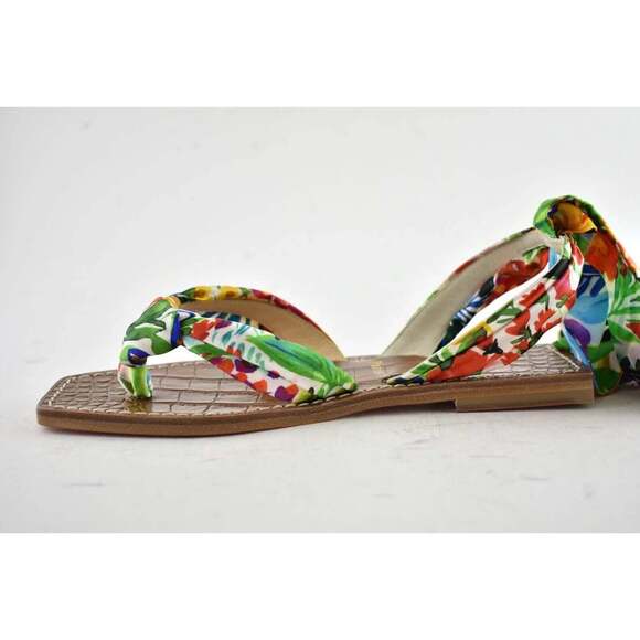 Christian Louboutin Niloofar Flat Satin Lace Up Tie Floral Multicolor Sandal 35 - Picture 8 of 12